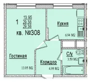 1-комнатная квартира